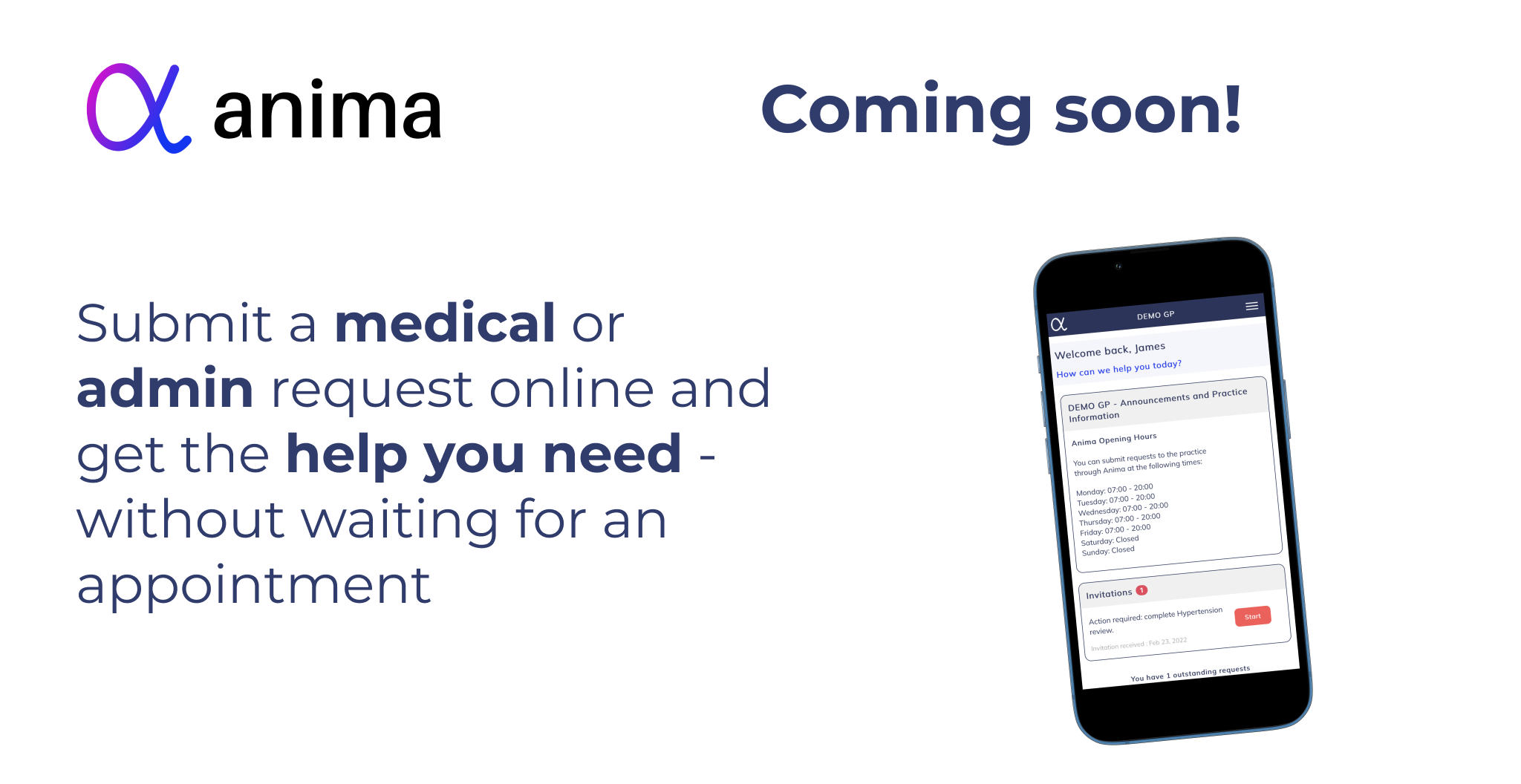 anima.  Coming soon. Submit a medical or admin request online